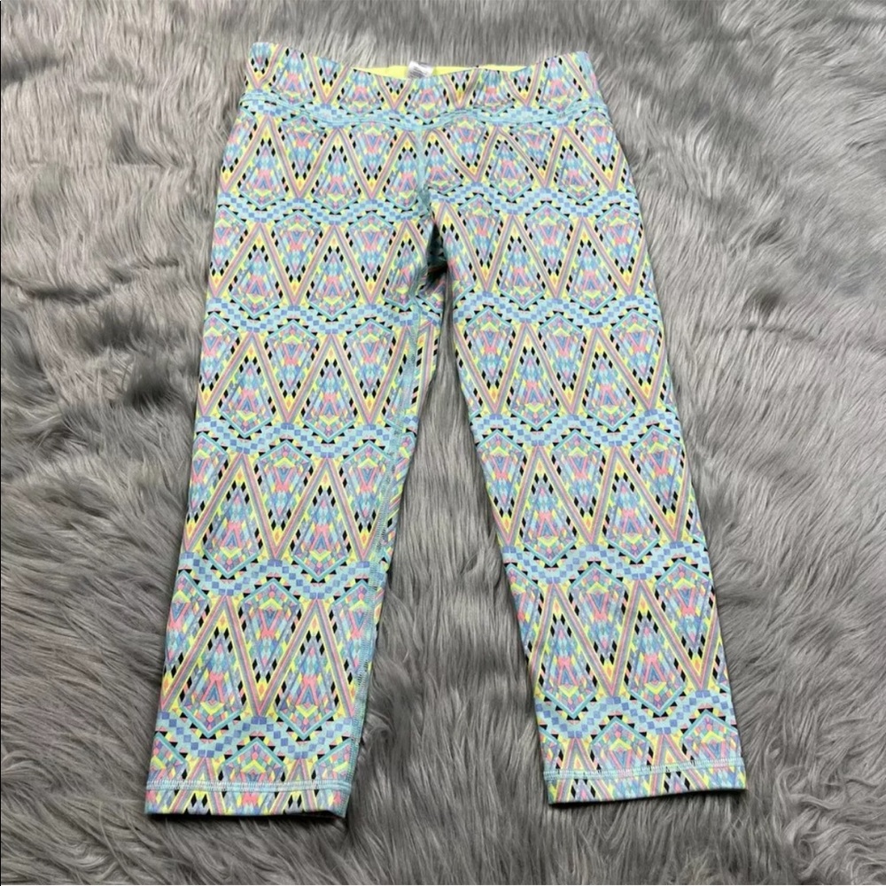 Ivivva Girls Rhythmic Multicolored Crop Geo Leggings Size 12